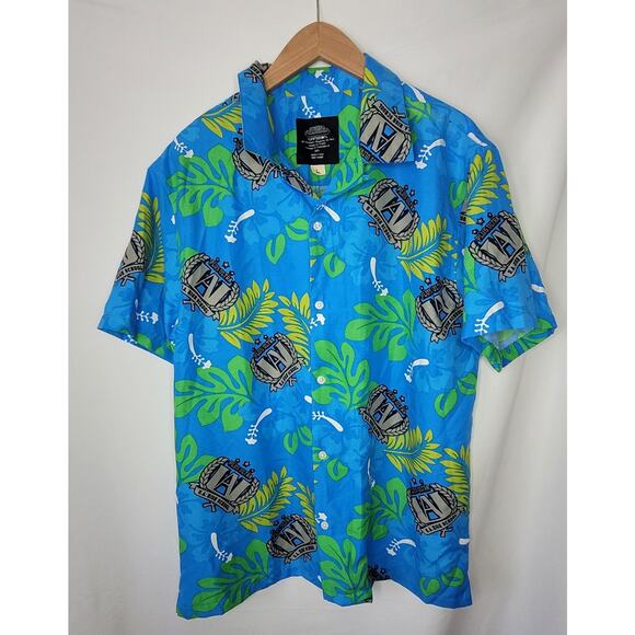 My Hero Academia- Men's Blue Button up short sleeve top- size Large - Picture 1 of 7